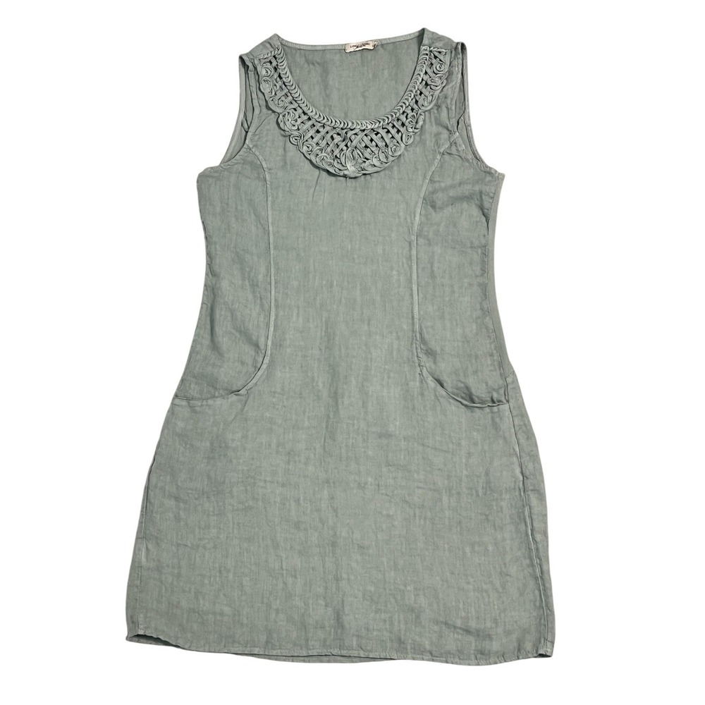 Lungo L'Arno Linen‑Look Shift Dress | Lagenlook Coastal Boho | Sage | S‎